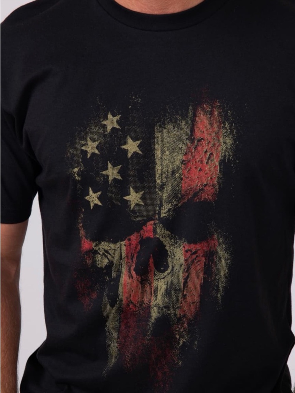 Grunt Style American Reaper Black Short-Sleeve Tee Skull Flag Graphic Sz-XL. C16